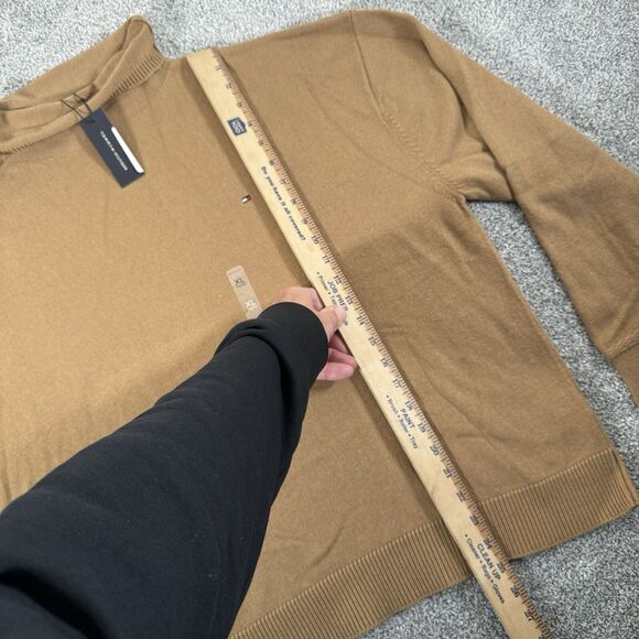 Tommy Hilfiger Sweater Womens XL Relaxed Fit Mockneck Academia Preppy Tan - Picture 7 of 12